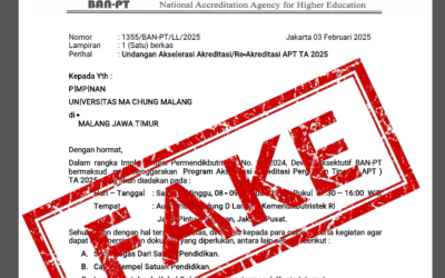 PEMBERITAHUAN EDARAN PALSU TENTANG AKSELERASI AKREDITASI BAN-PT